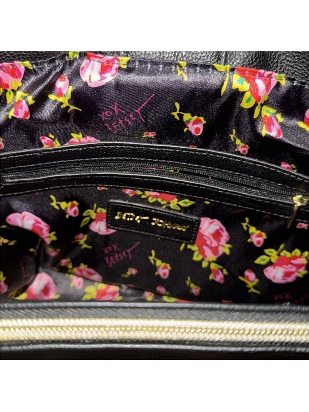 Black & White Tote Bag with Floral Embroidery - Picture 15 of 15
